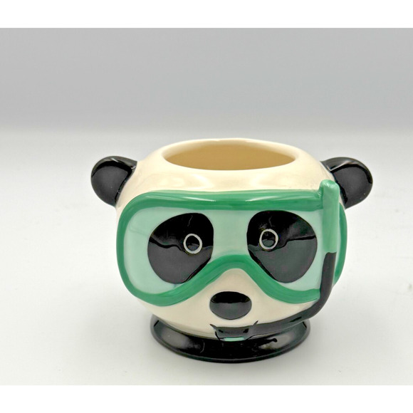 Unbranded Other - Scuba Panda Ceramic Planter – Cute Animal Pot, 4" Tall – Indoor Succulent Holder